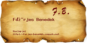 Fürjes Benedek névjegykártya